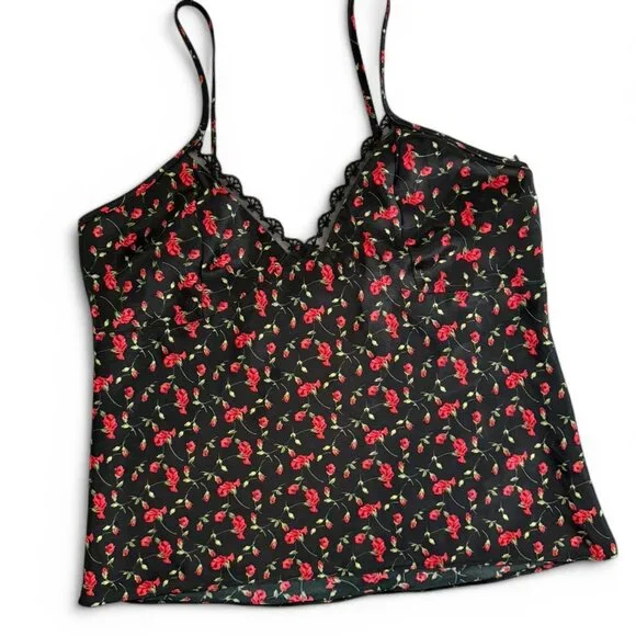 Secret Treasures Size M Set of 3 Cherry Print cami, shorts & robe (red & black) - Picture 4 of 8